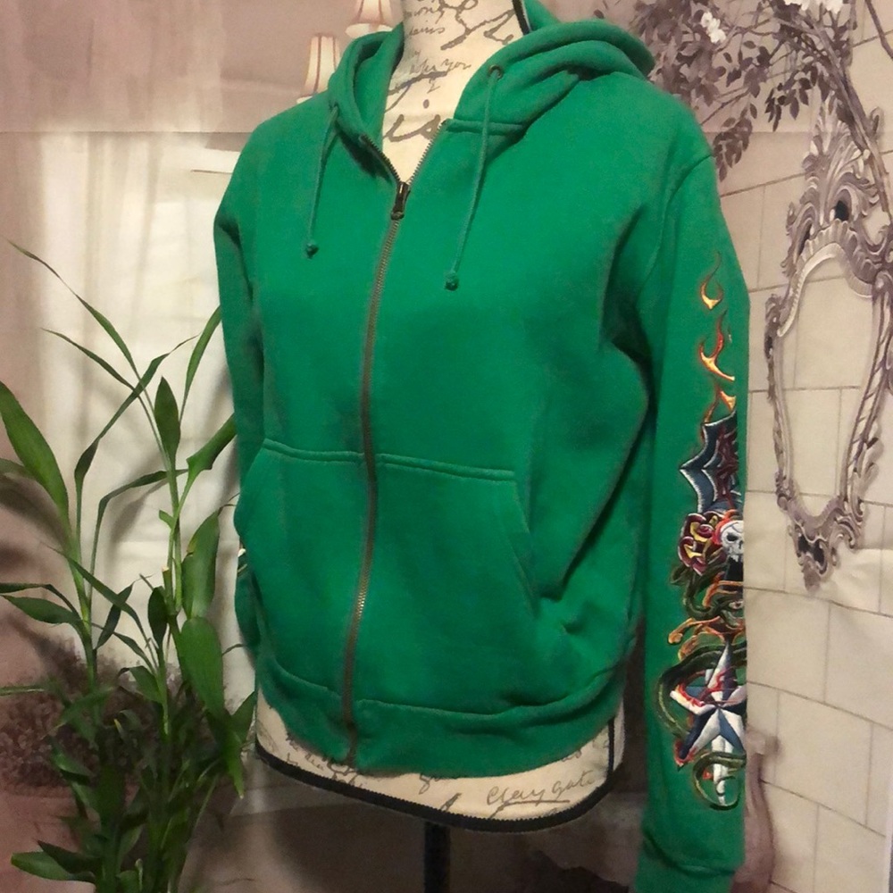 Romeo & Juliet Couture Tattoo Sleeve Hoodie Sz L